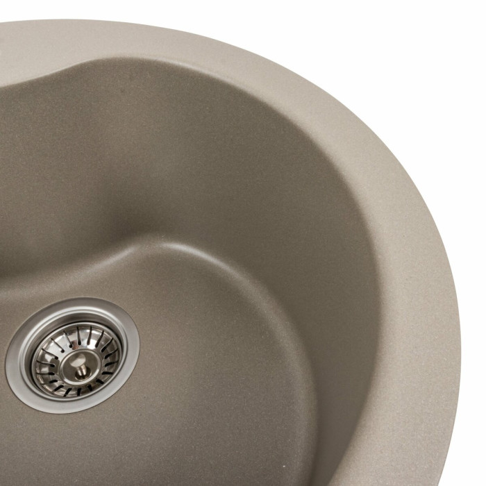 Valeso Turas 480 titanium - 48 cm round composite sink; inset countertop installation