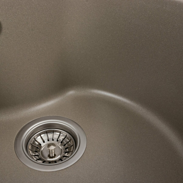 Valeso Turas 480 titanium - 48 cm round composite sink; inset countertop installation