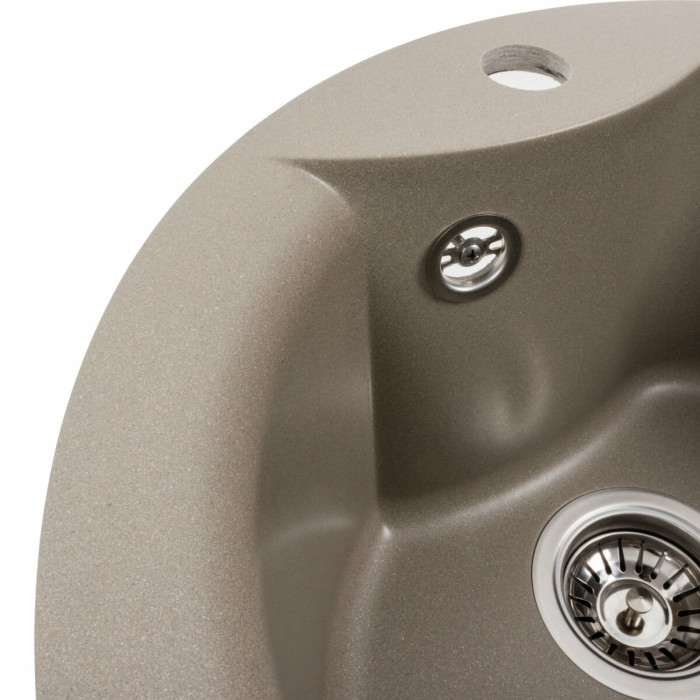 Valeso Turas 480 titanium - 48 cm round composite sink; inset countertop installation