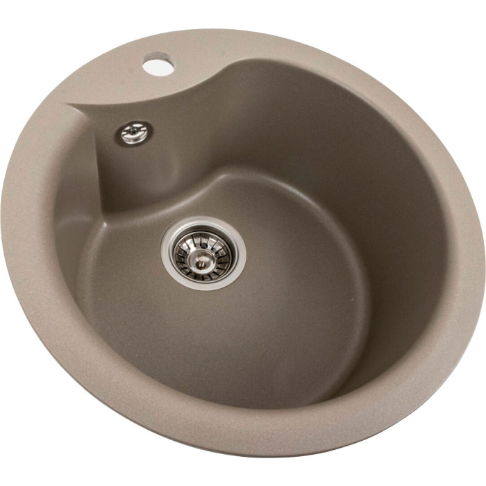 Valeso Turas 480 titanium - 48 cm round composite sink; inset countertop installation