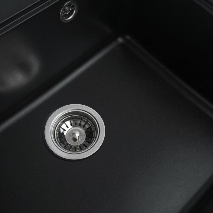 Valeso Vesta 5852 black - 58 cm sink with large bowl; matte artificial granite