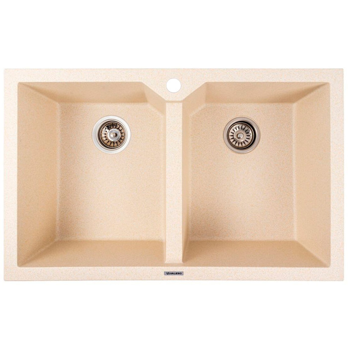 Valeso Viatrix 7950 sand — 79 cm granite double-bowl kitchen sink