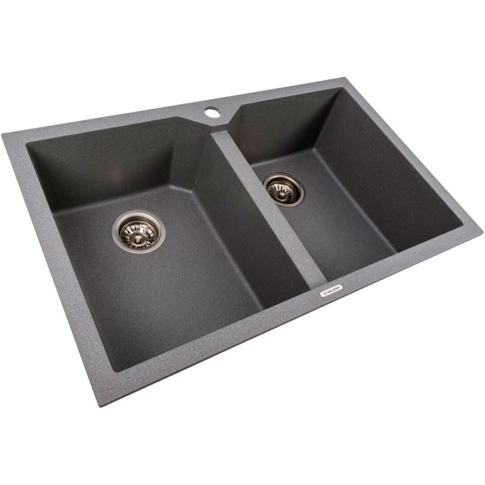 Valeso Viatrix 7950 gray monsoon - 79 cm double-bowl sink made of artificial stone
