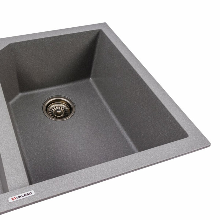 Valeso Viatrix 7950 gray monsoon - 79 cm double-bowl sink made of artificial stone