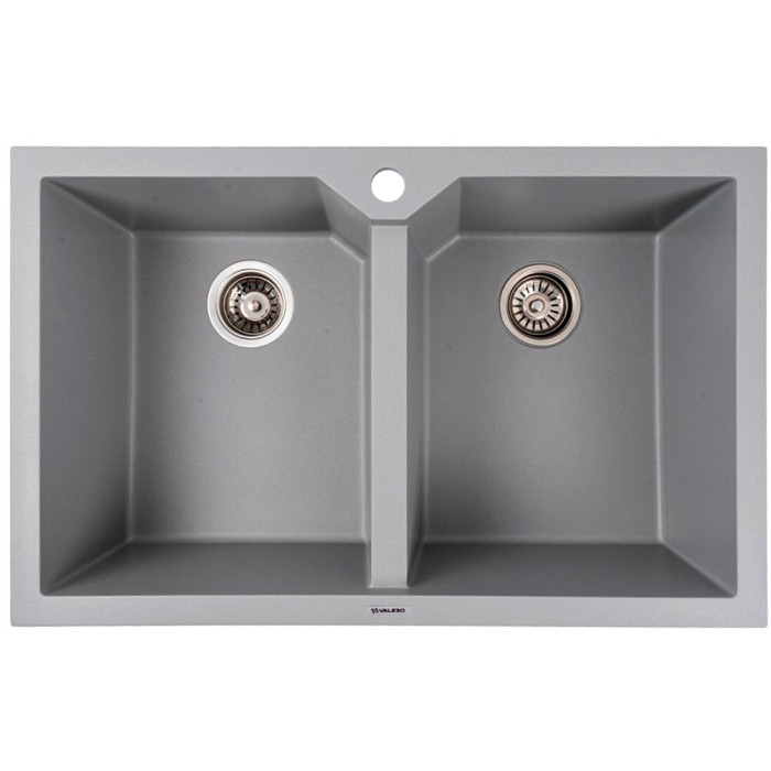 Valeso Viatrix 7950 grey metallic — 79 cm double-bowl granite kitchen sink