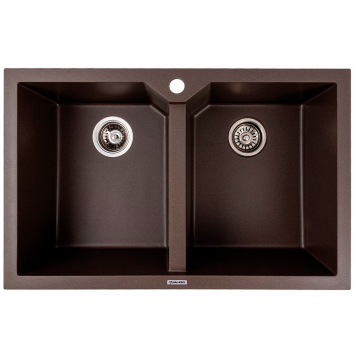 Valeso Viatrix 7950 Dark Rock — 79 cm double-bowl kitchen sink in a brown shade