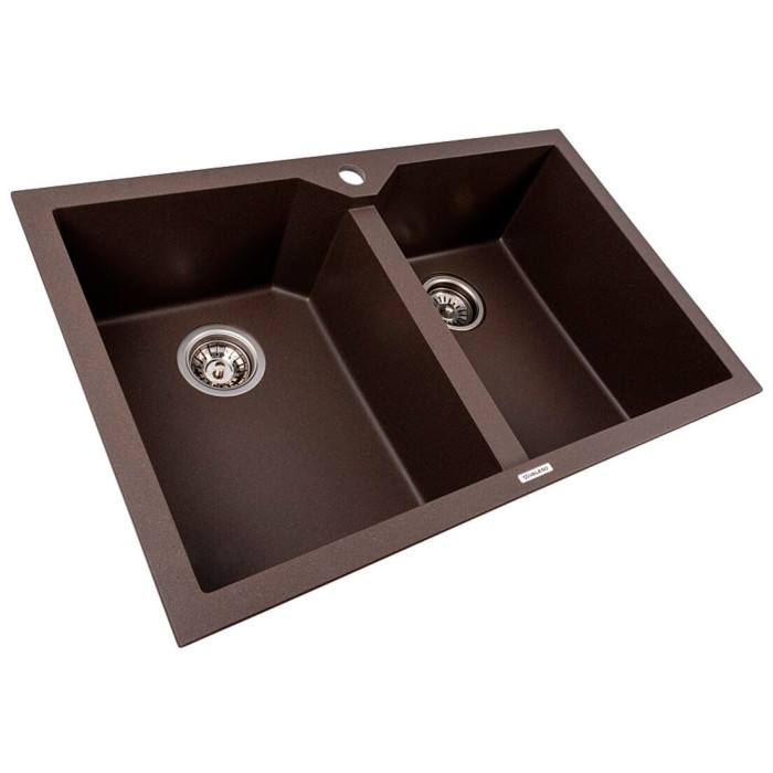 Valeso Viatrix 7950 Dark Rock — 79 cm double-bowl kitchen sink in a brown shade