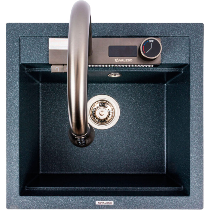 Valeso Viva 5149 anthracite - 51 cm granite sink with waterfall faucet and sensor