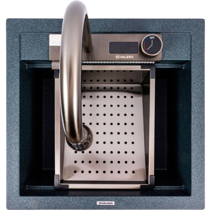 Valeso Viva 5149 anthracite - 51 cm granite sink with waterfall faucet and sensor