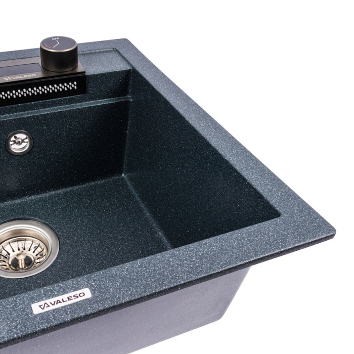 Valeso Viva 5149 anthracite - 51 cm granite sink with waterfall faucet and sensor
