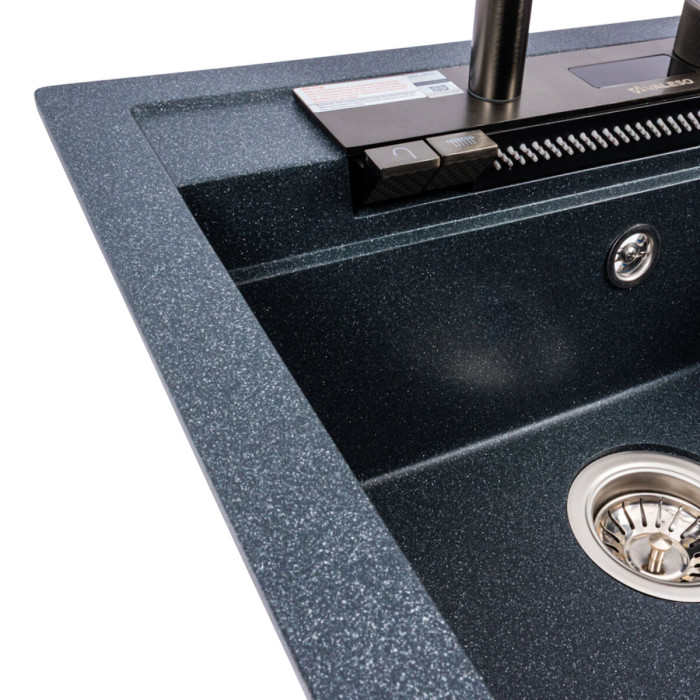 Valeso Viva 5149 anthracite - 51 cm granite sink with waterfall faucet and sensor