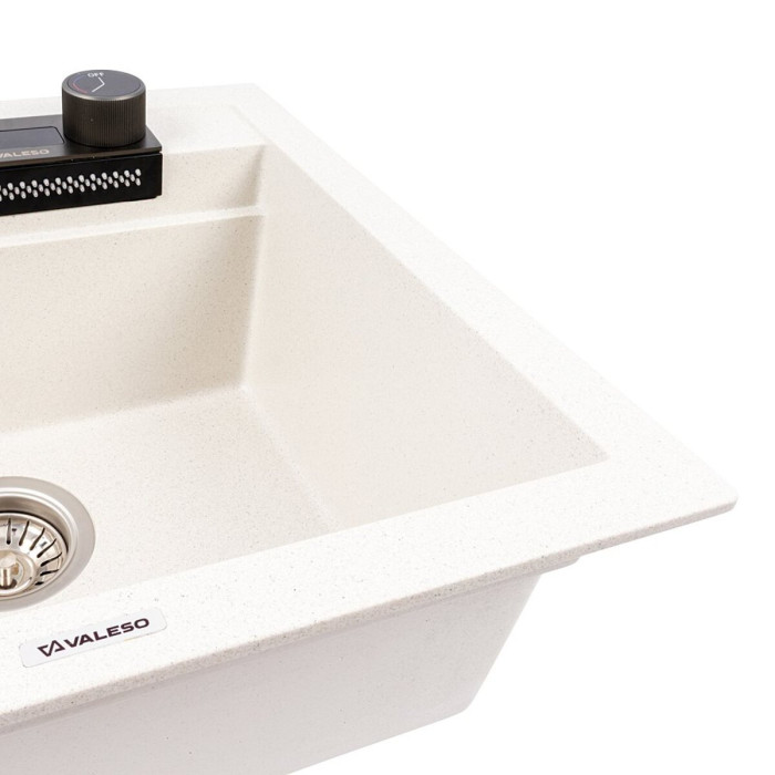 Valeso Viva 5149 White Speckled – 51 cm composite sink with faucet and waterfall
