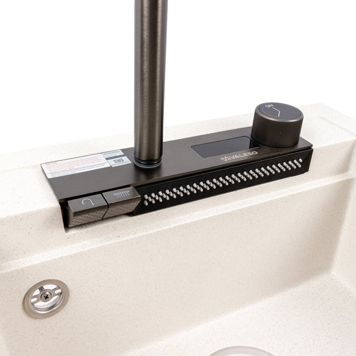 Valeso Viva 5149 White Speckled – 51 cm composite sink with faucet and waterfall