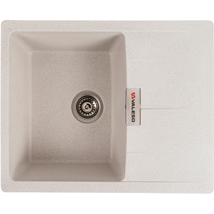 Valeso Zirkone 6250 white with speckles - 62/50 cm rectangular kitchen sink with wing