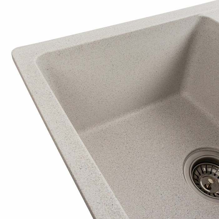 Valeso Zirkone 6250 white with speckles - 62/50 cm rectangular kitchen sink with wing
