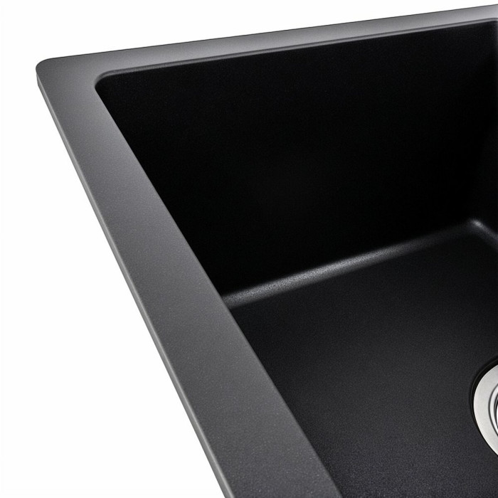Valeso Zirkone 6250 black - 62/50 cm sink with wing for built-in countertop installation
