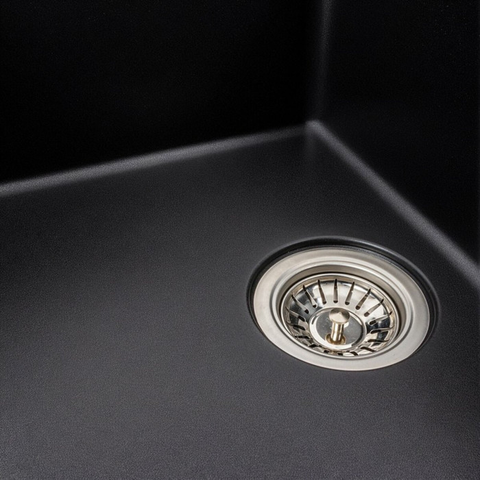 Valeso Zirkone 6250 black - 62/50 cm sink with wing for built-in countertop installation
