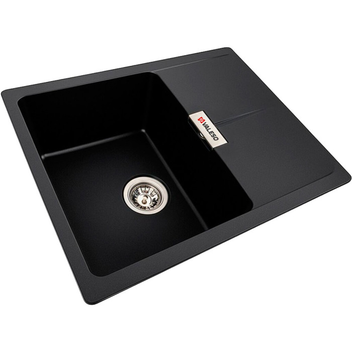 Valeso Zirkone 6250 black - 62/50 cm sink with wing for built-in countertop installation