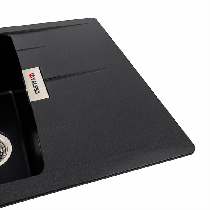Valeso Zirkone 6250 black - 62/50 cm sink with wing for built-in countertop installation