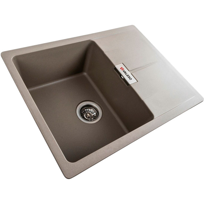 Valeso Zirkone 6250 titanium - inset countertop sink; 62 cm wide; rectangular shape