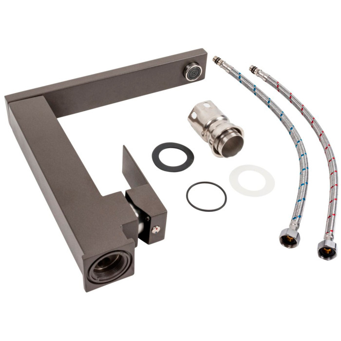 Valeso 30 FHP dark rock kitchen mixer in a “square” design for sink