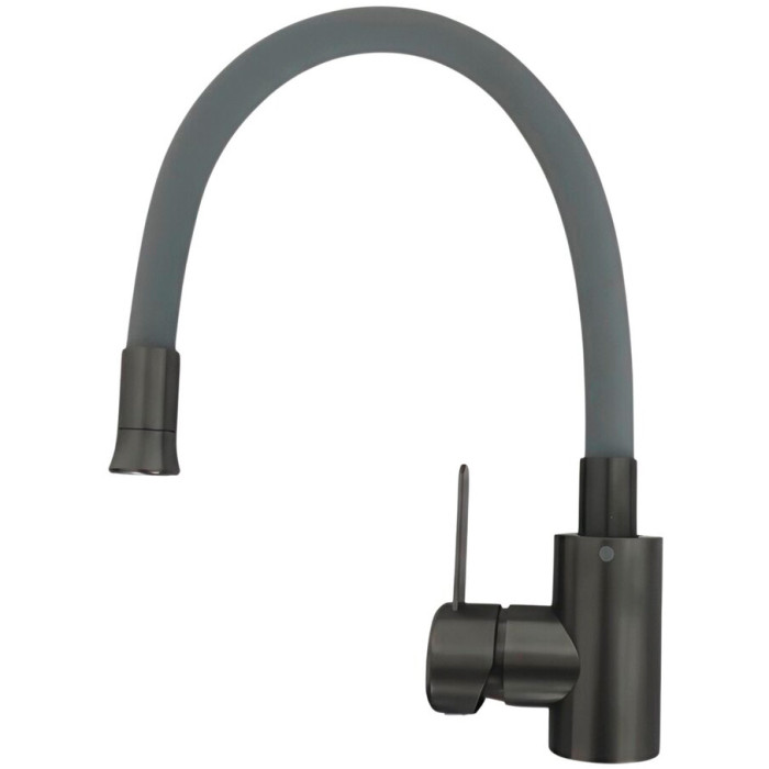 Змішувач кухонний Valeso KF63 PVD чорний з гнучким гусаком сірого кольору