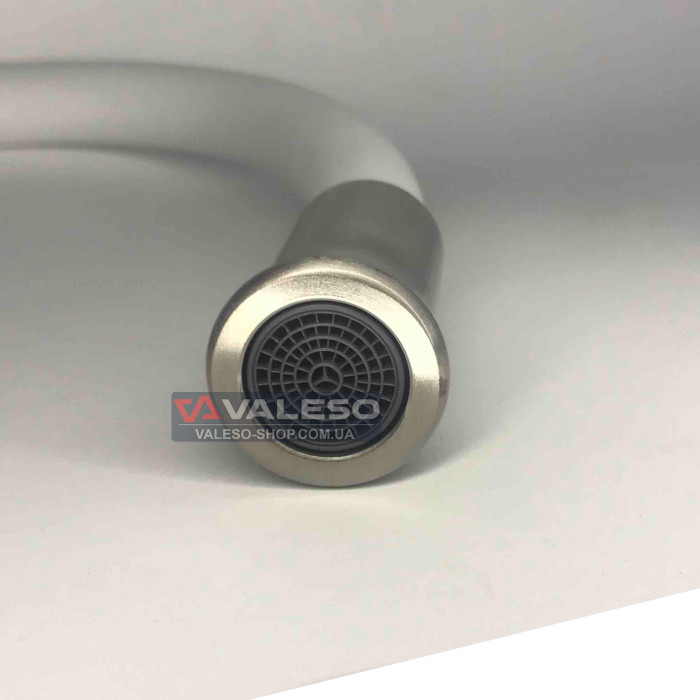 Valeso KT91 белый - кухонный гибкий кран из нержавейки с белым гусаком