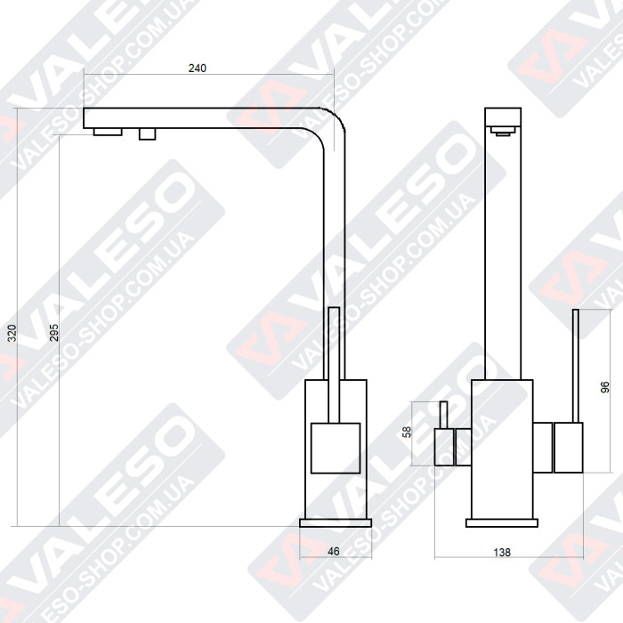 Смеситель кухонный Valeso KTB2 PVD черный - рычажный смеситель для водопровода и фильтра