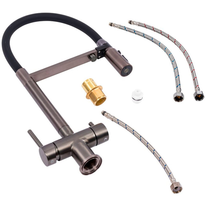 Kitchen faucet Valeso NES TN66 PVD black – faucet with filter and flexible spout