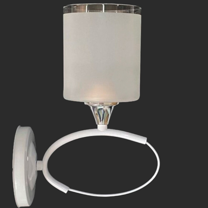 Valeso B 6945B/1 White + Chrome Wall Sconce — versatile lighting with a glass shade