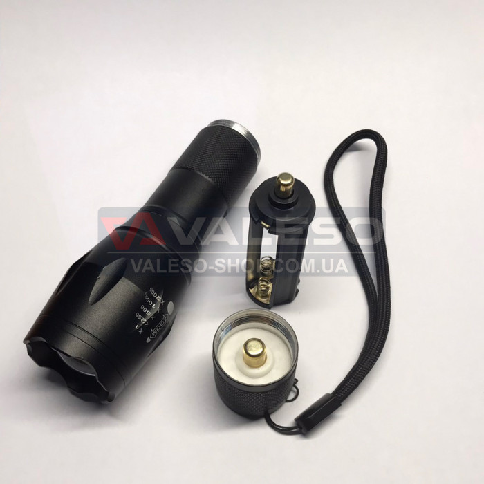 Фонарик Sirius T6 800Lm в черном корпусе из алюминия и линзой