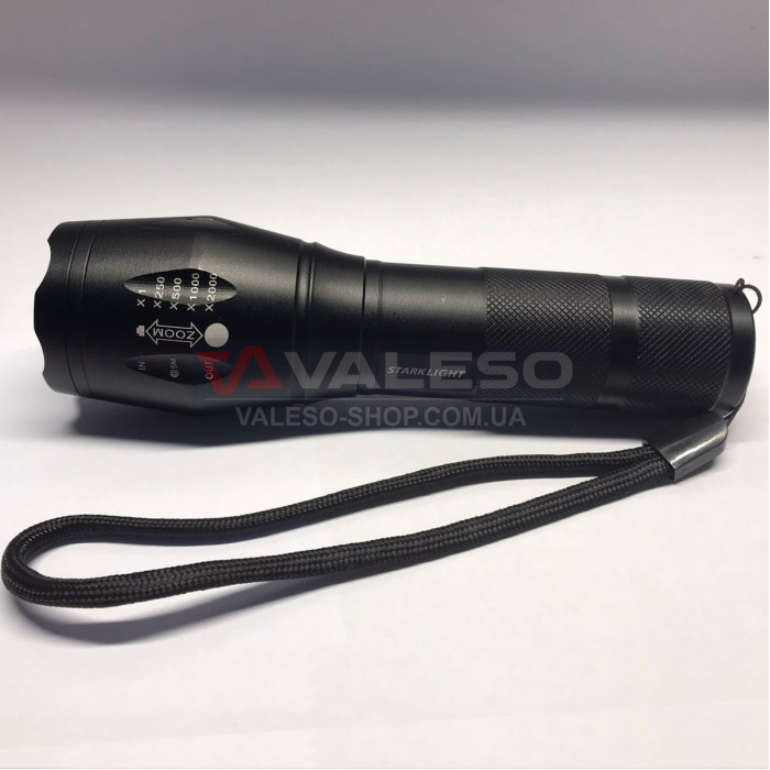 Фонарик Sirius T6 800Lm в черном корпусе из алюминия и линзой