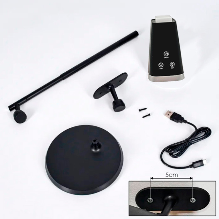 Sirius BL 1008 black - desk diode luminaire with battery and dimmer