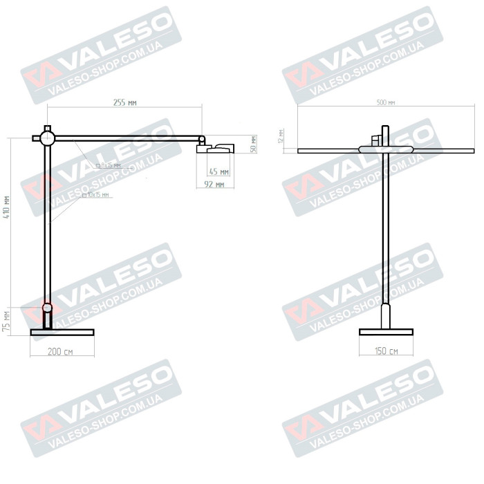 Sirius BL 1321 dark gray – desktop LED lamp on a high stand for the office