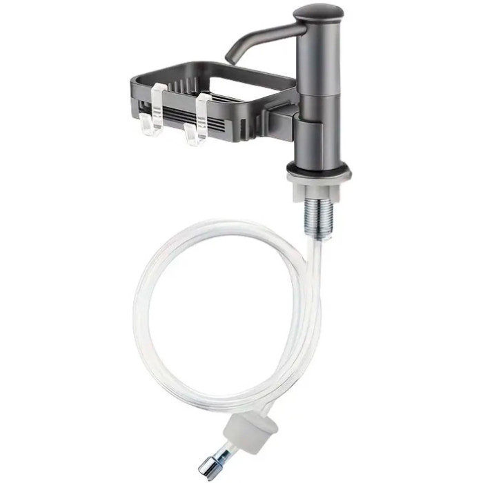 Dispenser Valeso VT4 PVD black – 2 in 1 with soap dish, tube 1 meter long, built-in installation