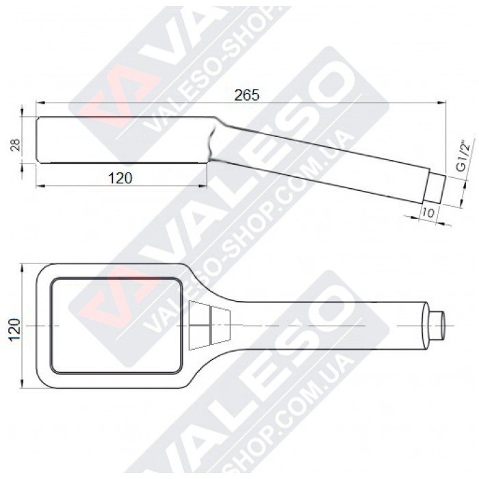 Valeso NSY 029 - хромований ручний душ 120×120 мм з кнопковим перемиканням режимів