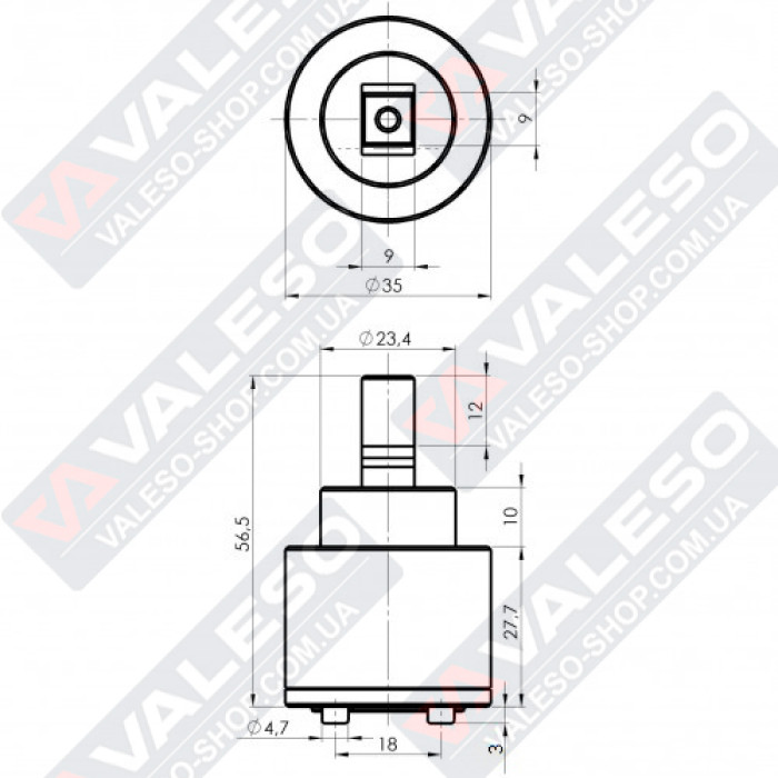 Картридж Valeso-Sedal M51-4 35 мм - в універсальному корпусі для змішувачів