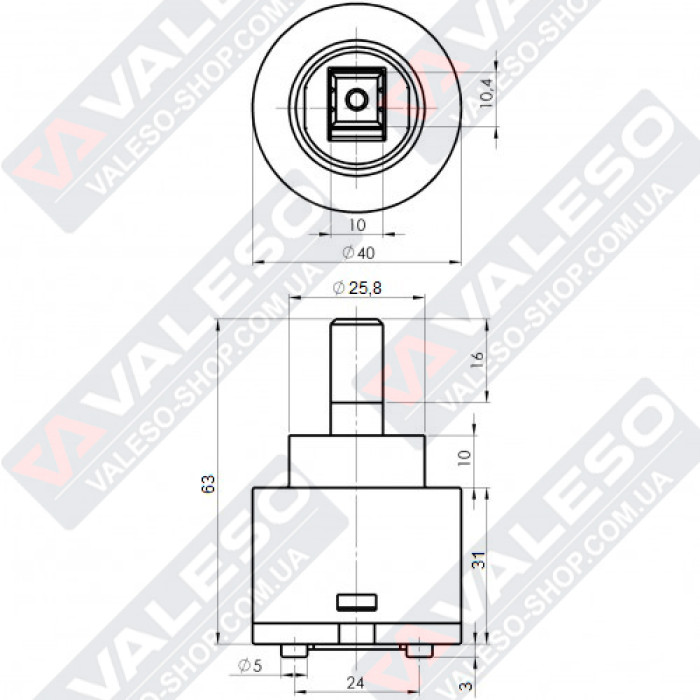 Картридж Valeso-Sedal М50-4 40 мм керамический, в стандартном корпусе