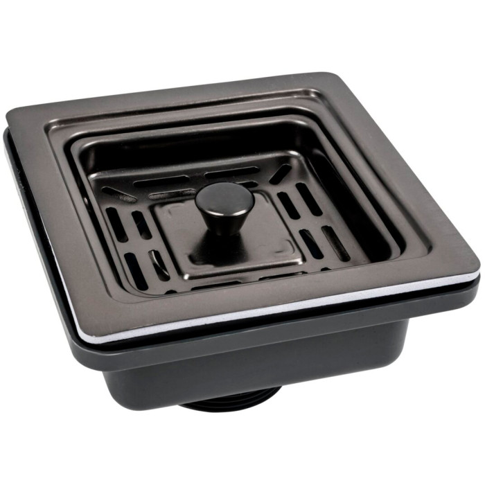 Valeso Handmade PVD Black square siphon top for stainless steel sinks