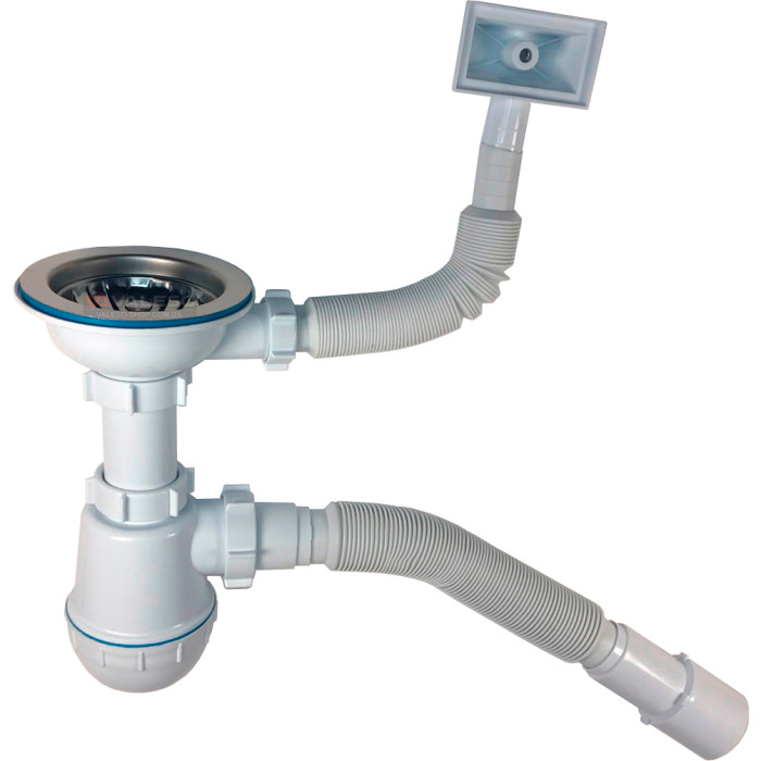 Valeso 313 siphon for sinks with side overflow