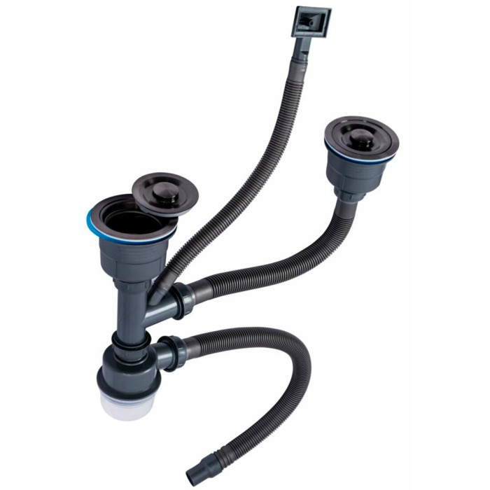 Valeso 905 siphon for black Handmade double sink with overflow system