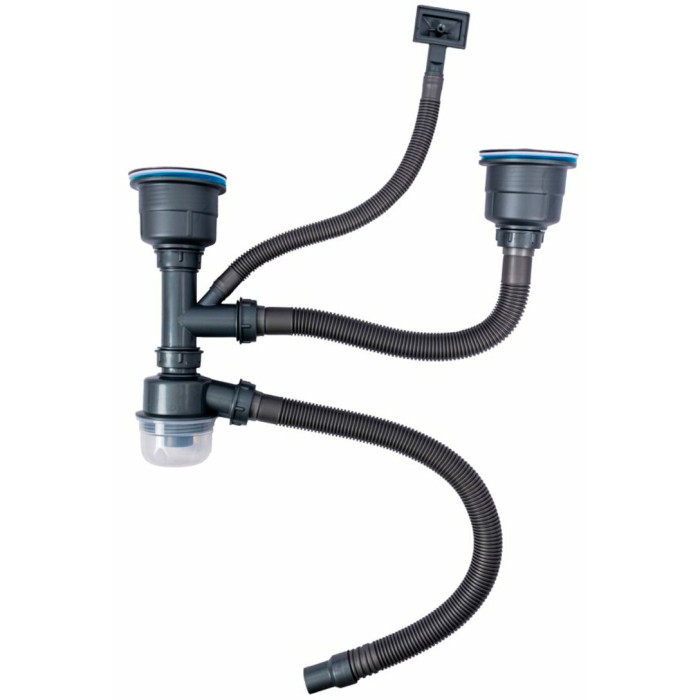 Valeso 905 siphon for black Handmade double sink with overflow system