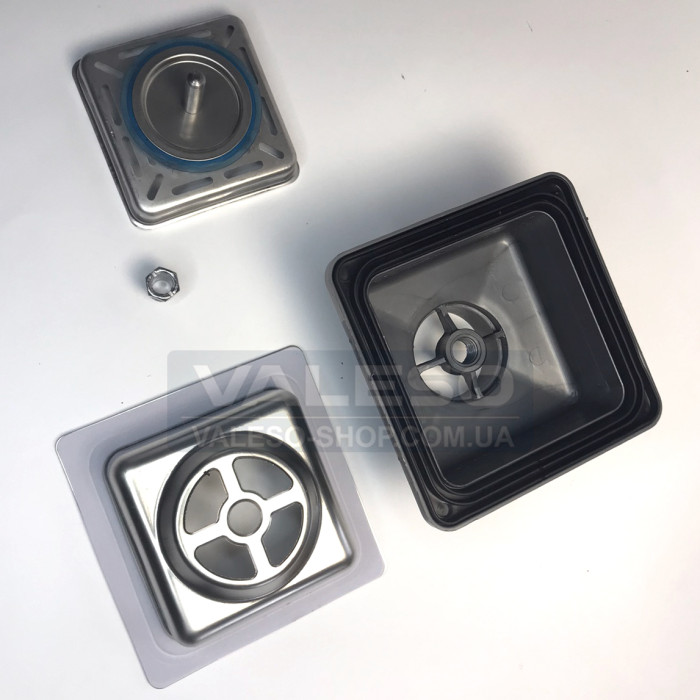 Valeso Handmade square siphon for stainless steel kitchen sinks of the corresponding series