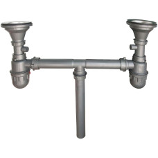 Valeso double siphon for granite sinks without overflow